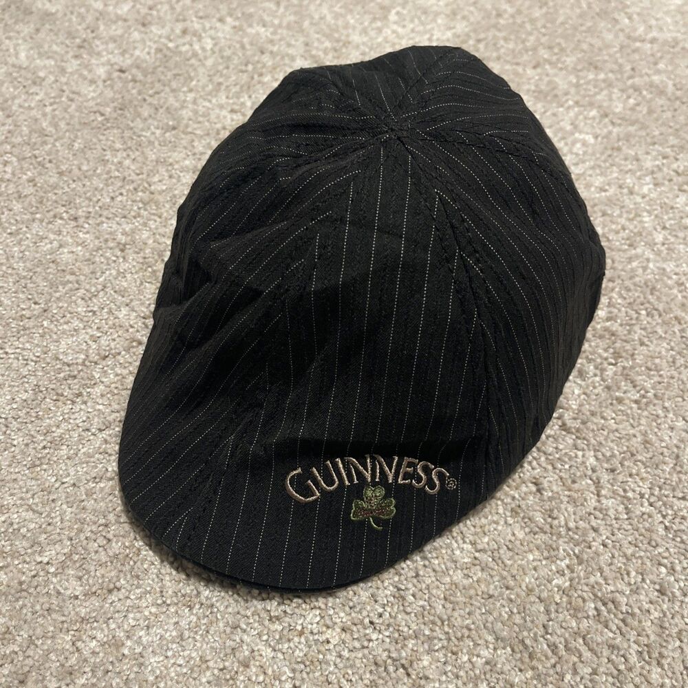 Guinness Pinstripe Newsboy Cap Embroidered Shamrock Logo 1759 Peaky Blinders